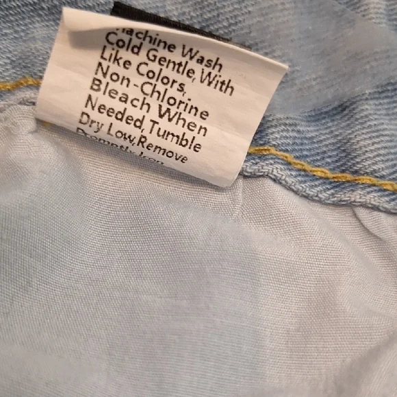 SHEIN Three-Tone Patchwork Light,  Medium, Dark Blue Jeans, High Rise, Wide Leg, - Picture 12 of 13